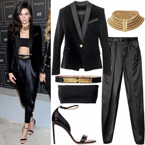 NIB BALMAIN H&M BLACK GOLD CHEVRON BELT KENDALL JENNER GIGI HADID MEDIUM RARE main image 2